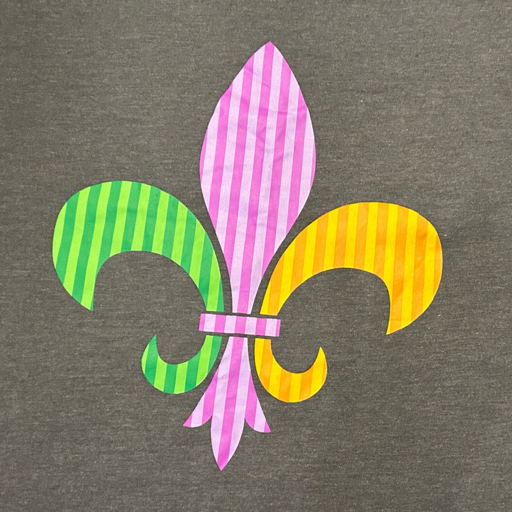 Mardi Gras Fleur de Lie unisex cotton gray long sleeve unisex tee t-shirt Large